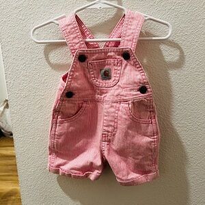 SOLD Pink & White Stripe Carhartt Shortalls | 3 Month